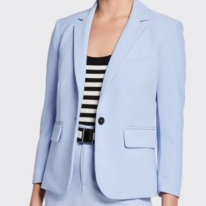 Veronica Beard Pale Blue Single-Button Tailored Blazer Schoolboy Dickey Jacket